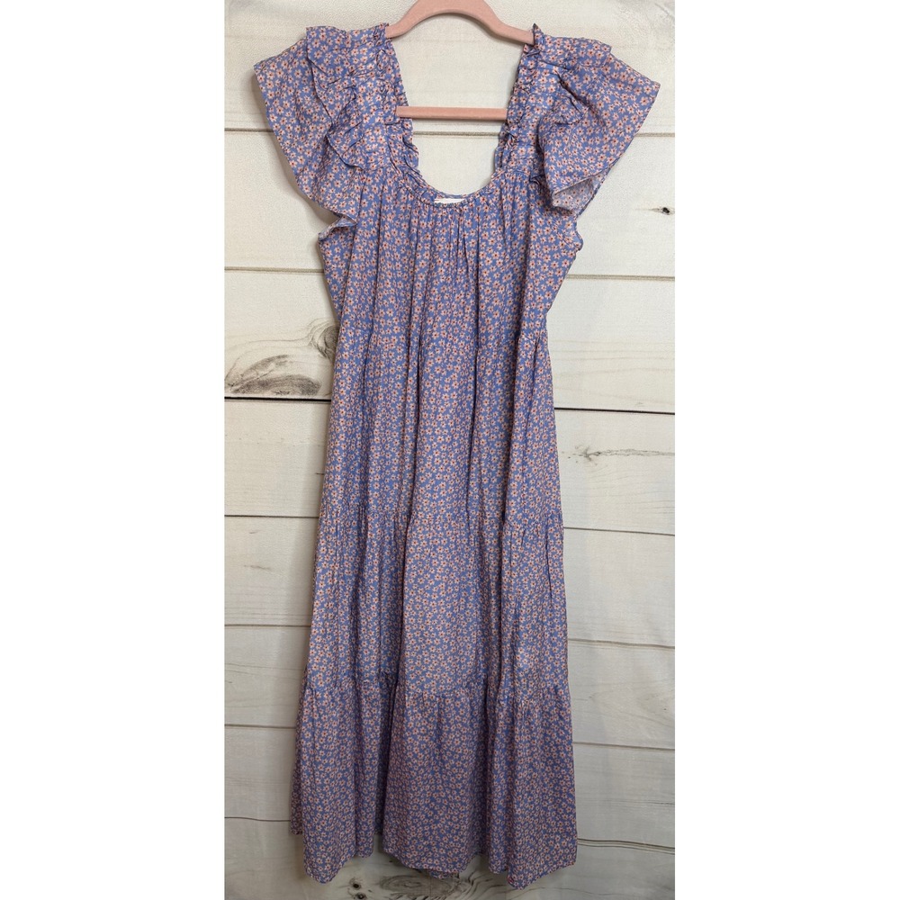 XiRENA blue, peach and red Floral Midi Dress